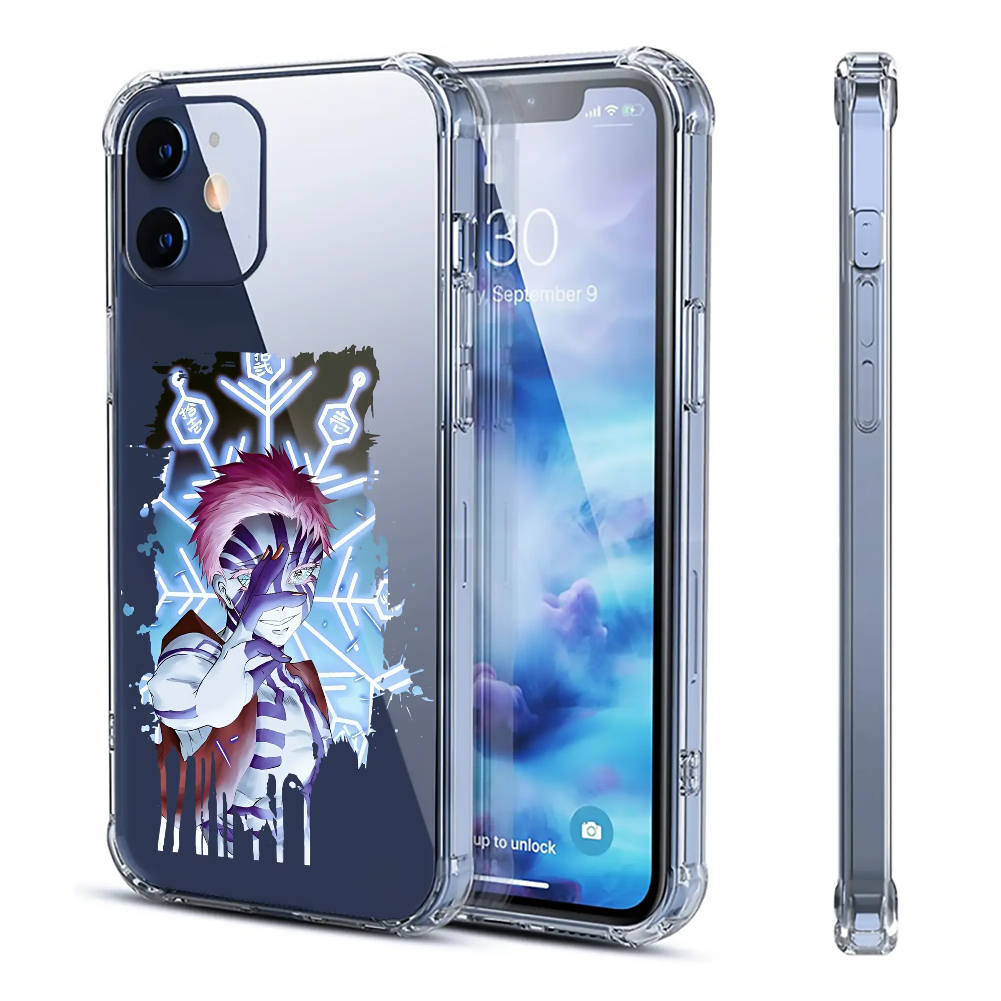 鬼滅の刃 グッズ,猗窩座 - IPhone 12シリーズ対応 ・ 透明スマホケース ・ クリアソフトケース ・ TPU素材 ・ 耐衝撃 ・ 高密着 ・ 防汚 防指紋 ・ 簡単着脱